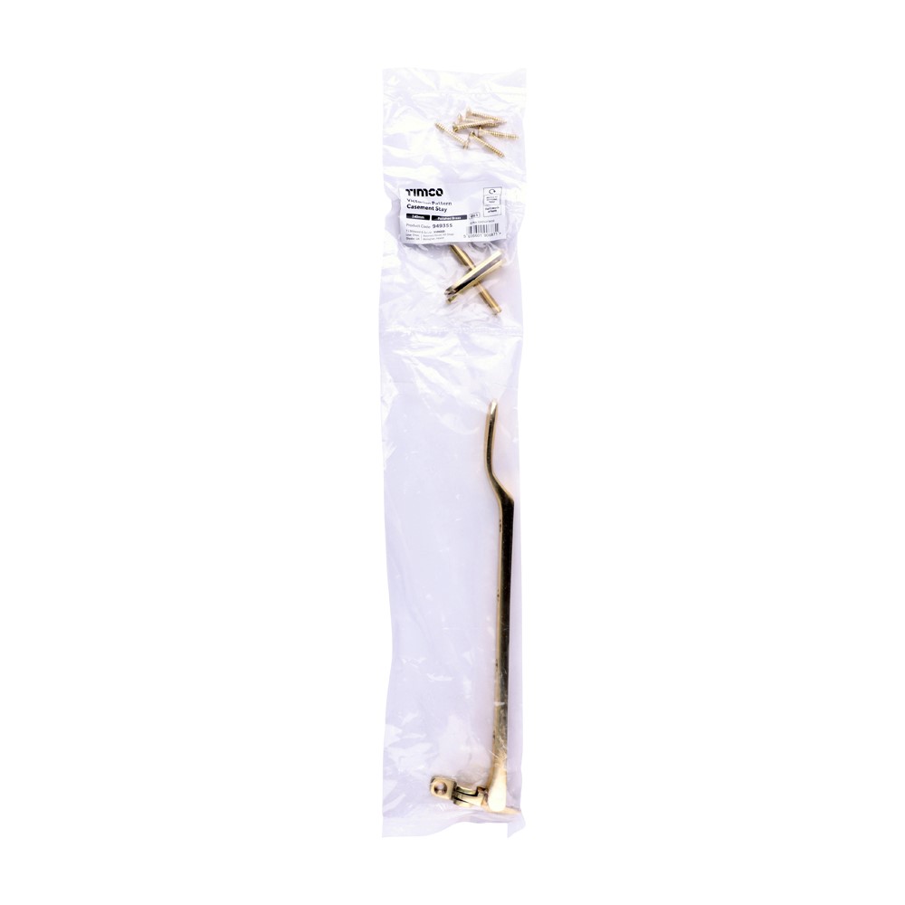 TIMCO Victorian Casement Stay Polished Brass 240mm (1)