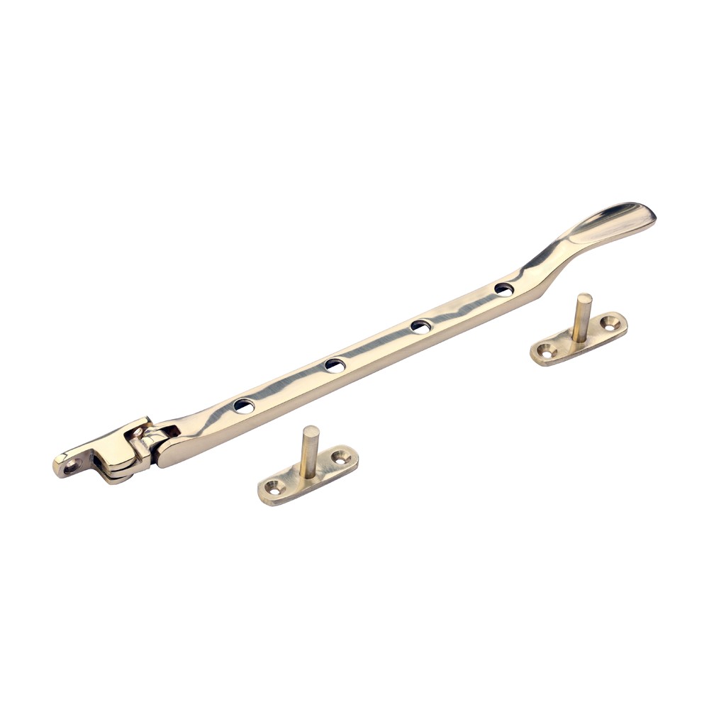 TIMCO Victorian Casement Stay Polished Brass 240mm (1)