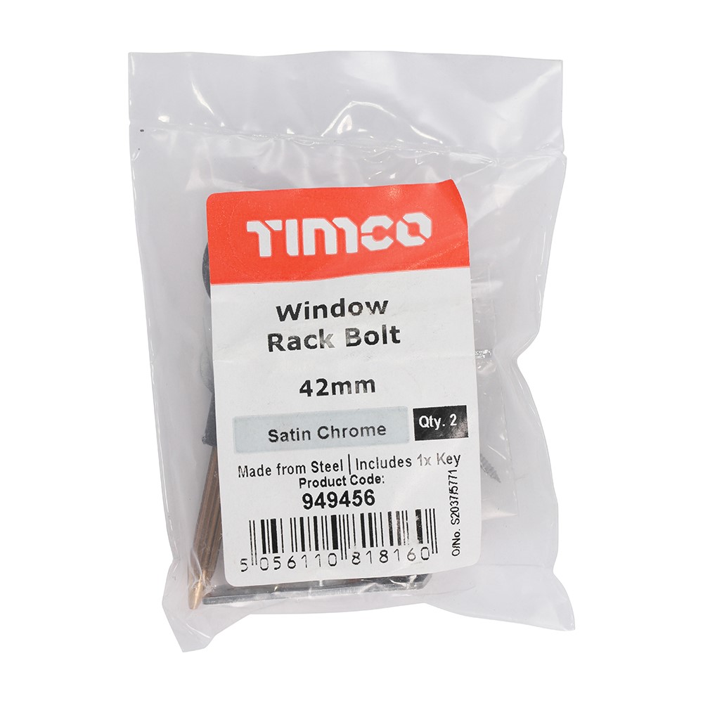 TIMCO Window Rack Bolts - Satin Chrome 42mm (2 Bag)