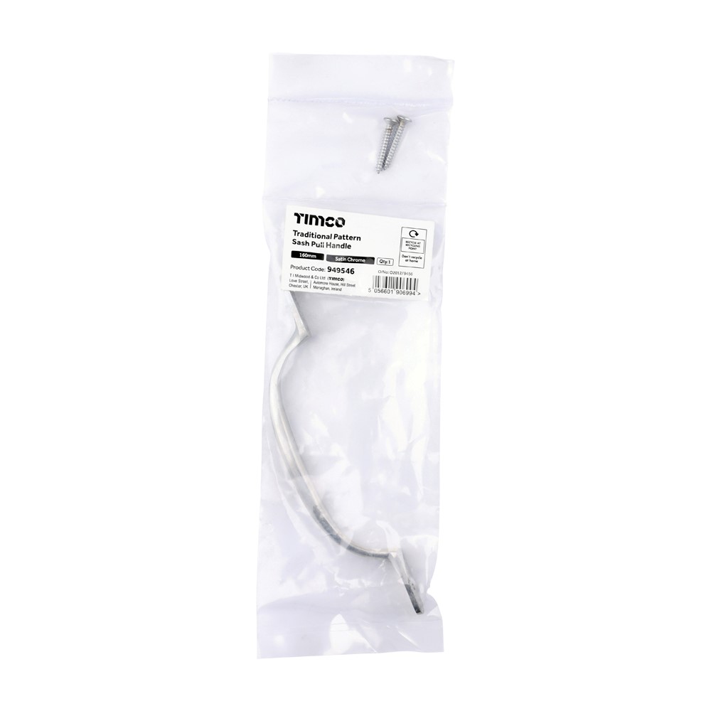 TIMCO Sash Pull Handle Satin Chrome 160mm (1)