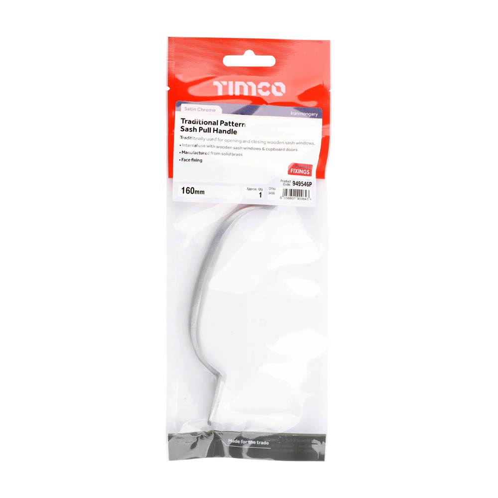 TIMCO Sash Pull Handle Satin Chrome 160mm (1)
