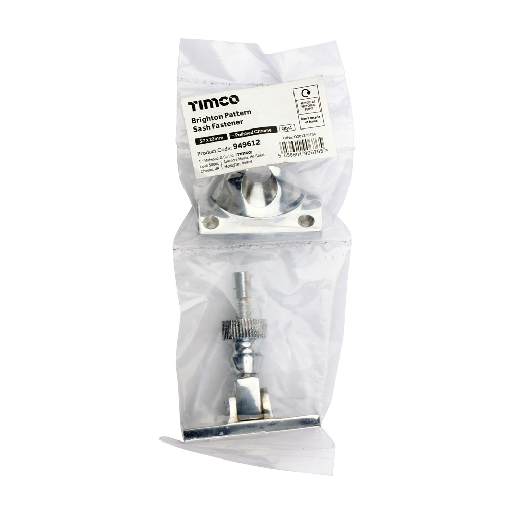 TIMCO Brighton Sash Fastener Polished Chrome 57 x 22mm (1)