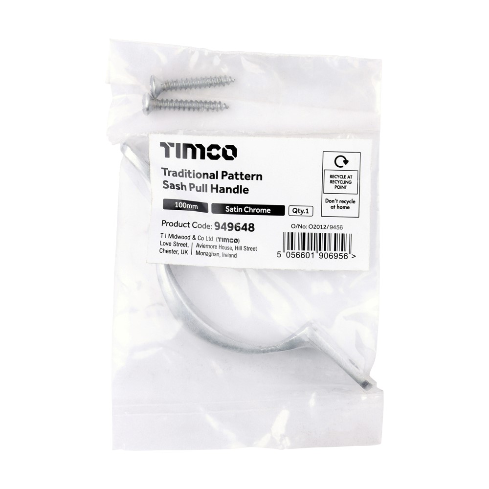 TIMCO Sash Pull Handle Satin Chrome 100mm (1)