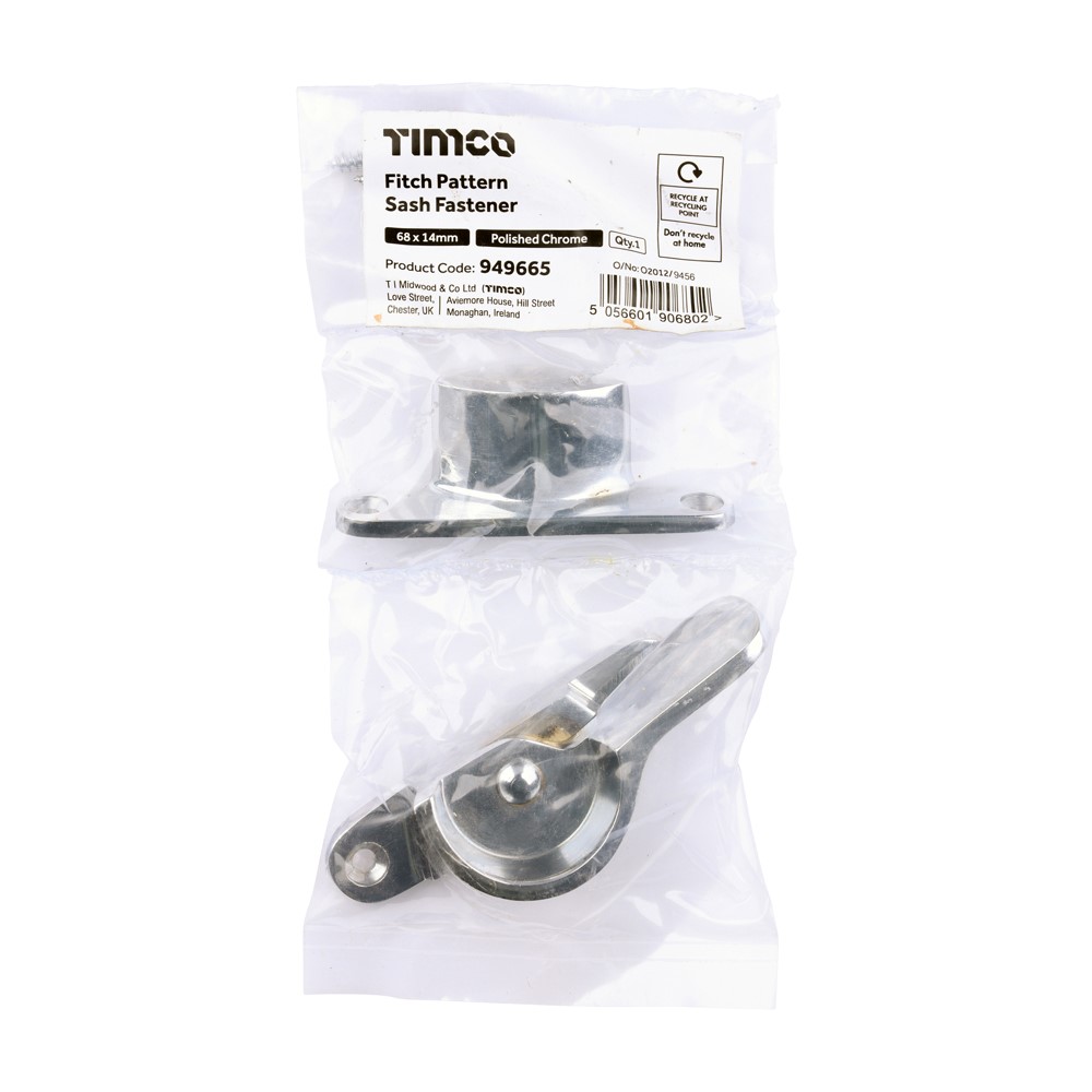 TIMCO Fitch Sash Fastener Polished Chrome 68 x 14mm (1)