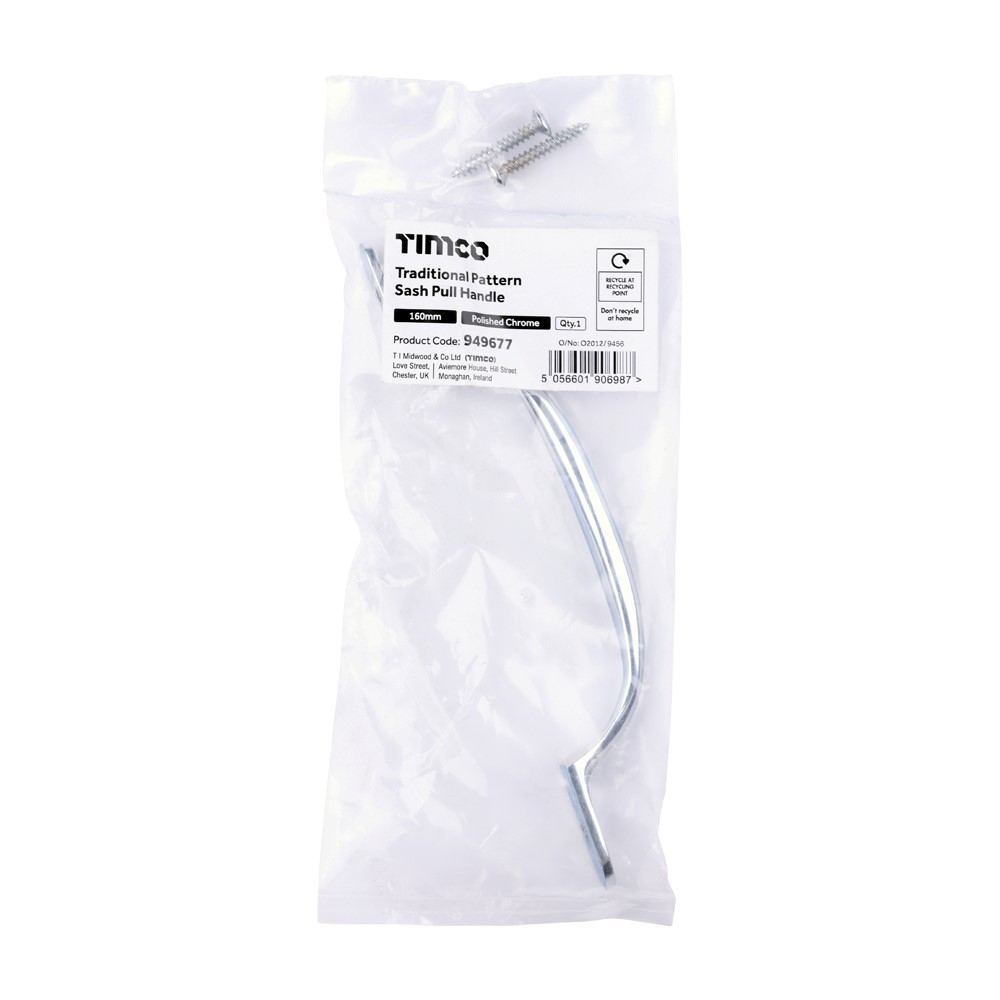 TIMCO Sash Pull Handle Polished Chrome 160mm (1)