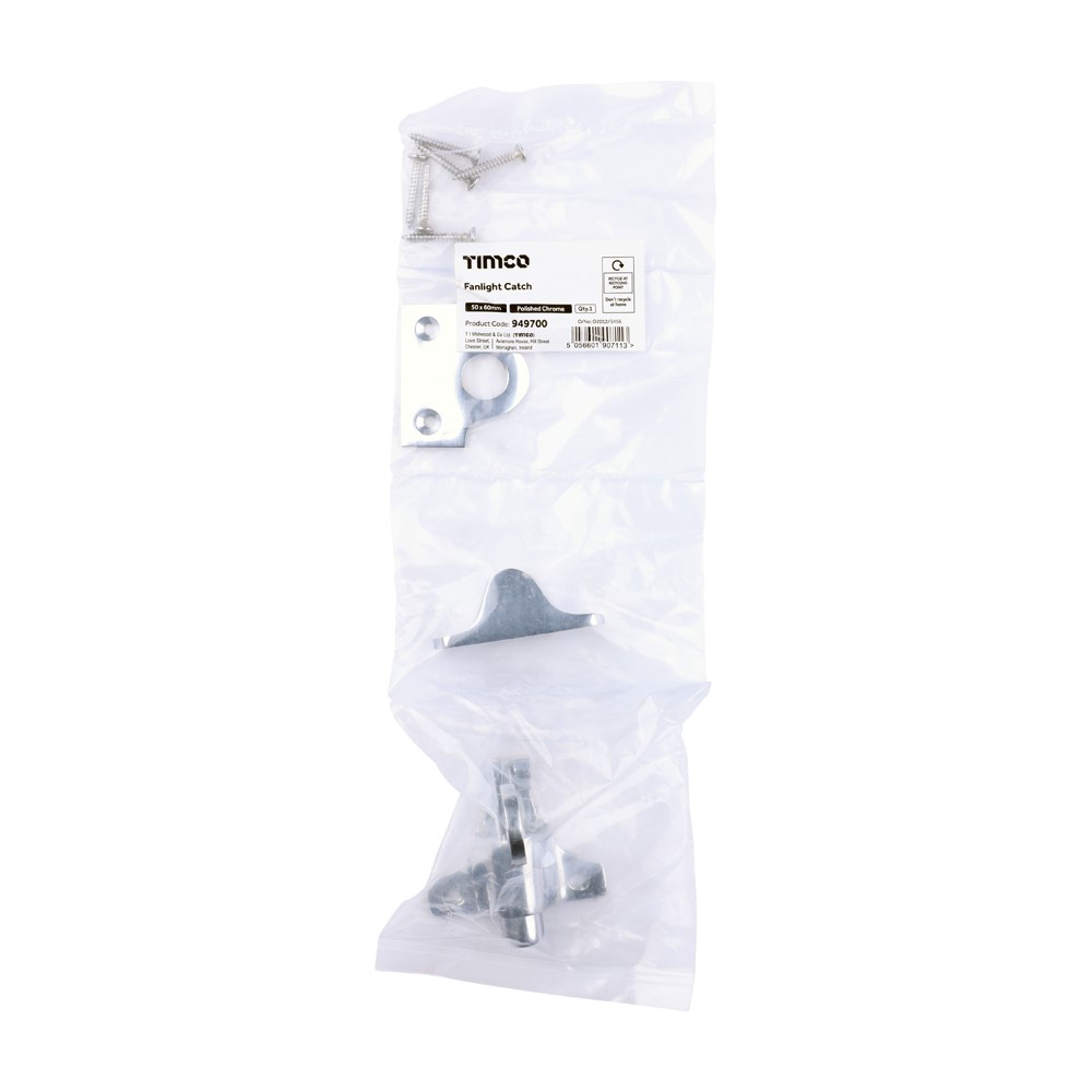 TIMCO Fanlight Catch Polished Chrome 50 x 60mm (1)