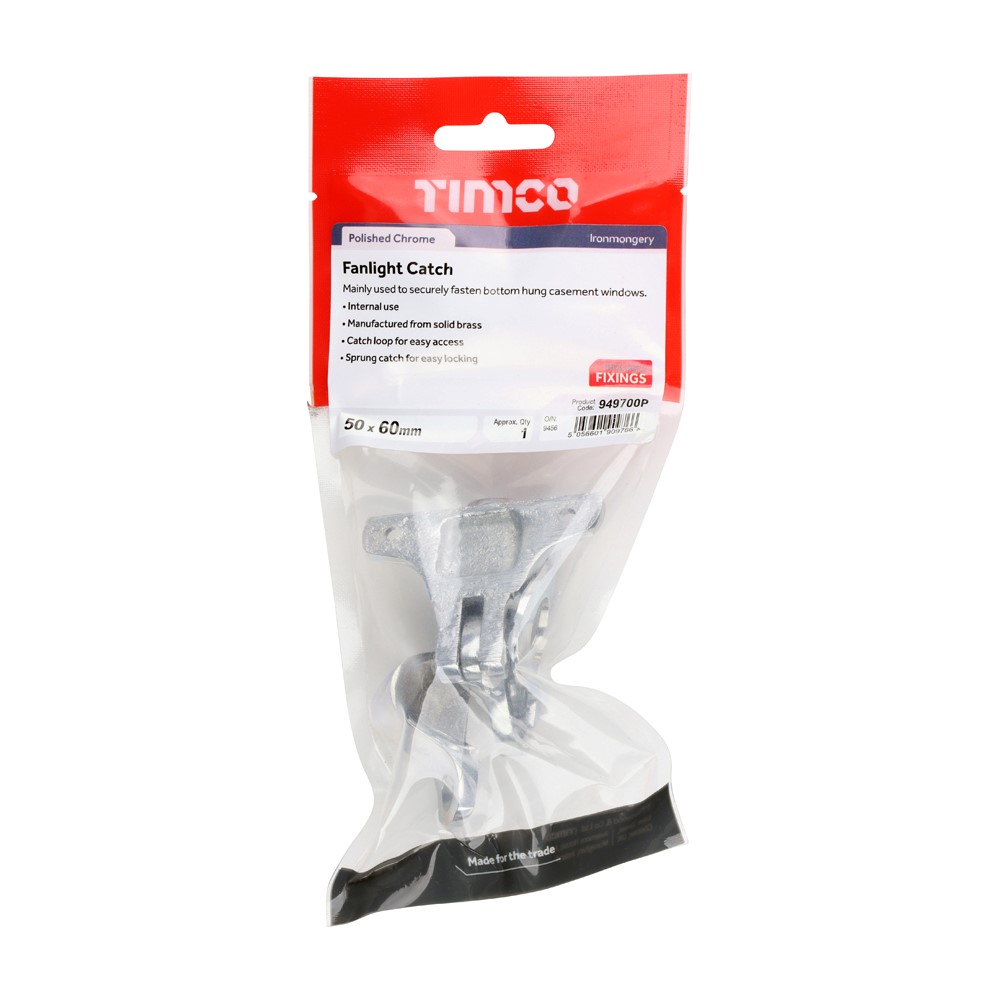 TIMCO Fanlight Catch Polished Chrome 50 x 60mm (1)
