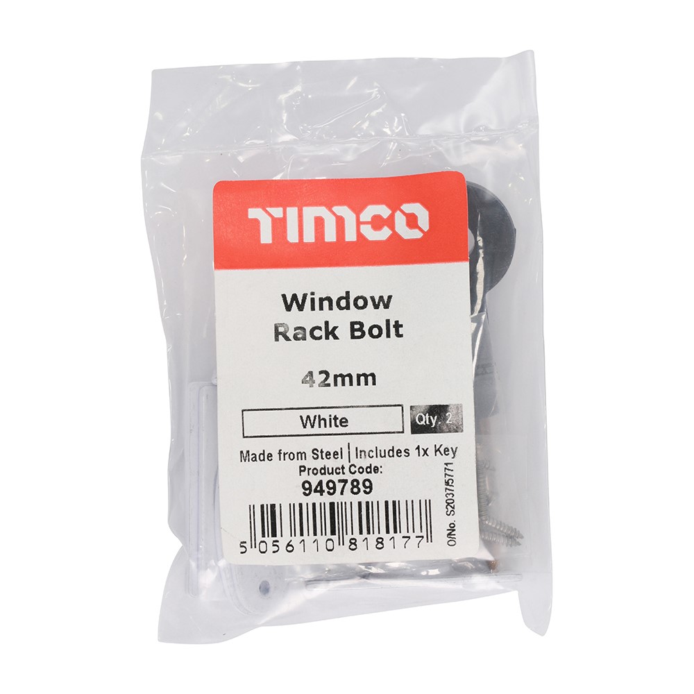 TIMCO Window Rack Bolts - White 42mm (2 Bag)