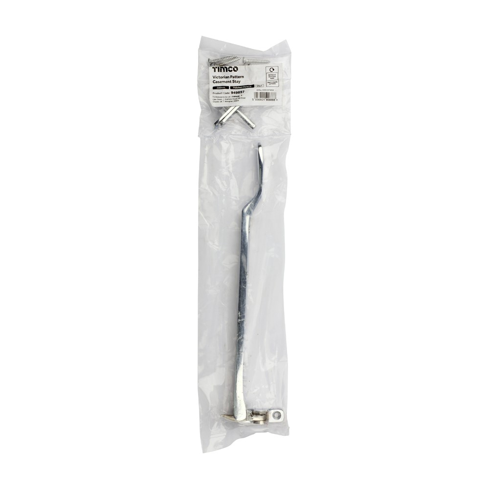 TIMCO Victorian Casement Stay Polished Chrome 240mm (1)