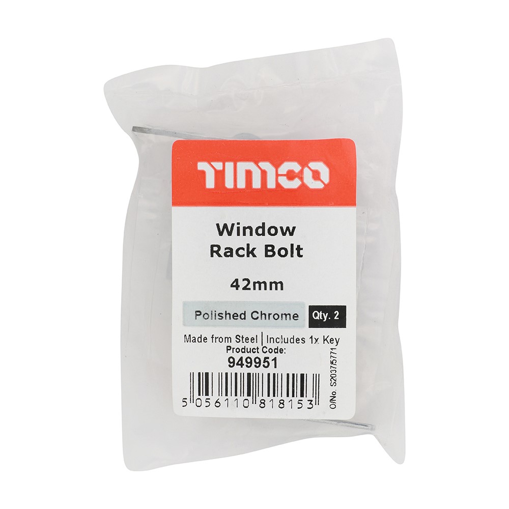 TIMCO Window Rack Bolts - Polished Chrome 42mm (2 Bag)