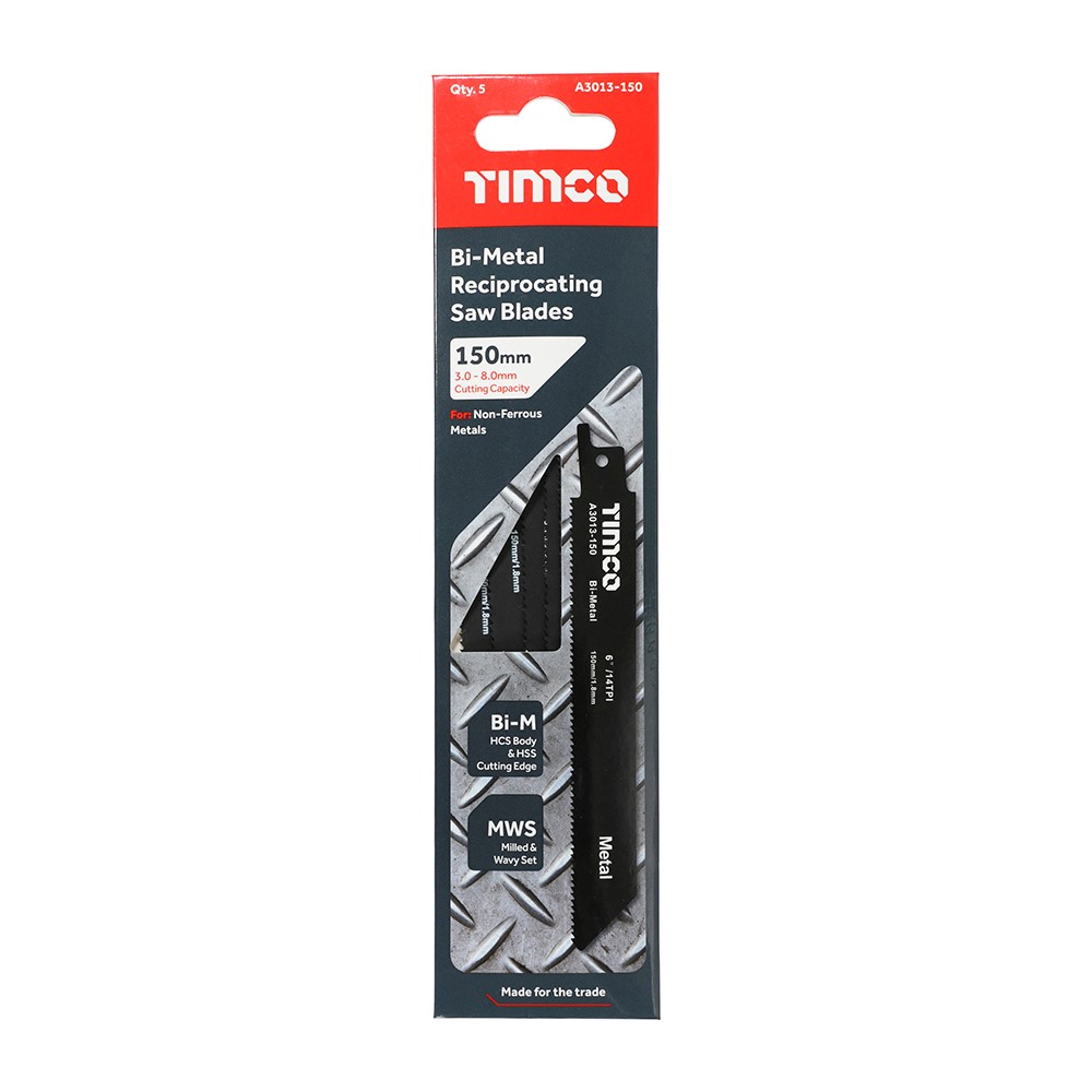 TIMCO Reciprocating Saw Blades - Metal Cutting - Bi-Metal S922BF (5 Pack)