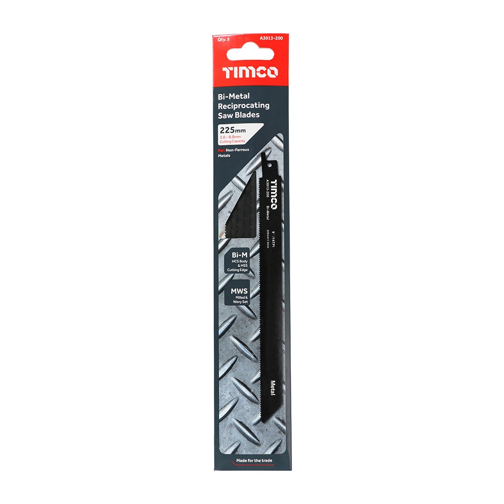 TIMCO Reciprocating Saw Blades - Metal Cutting - Bi-Metal S1122BF (5 Pack)