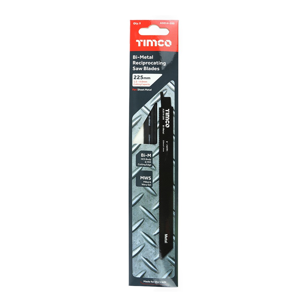 TIMCO Reciprocating Saw Blades - Metal Cutting - Bi-Metal S1122EF (5 Pack)