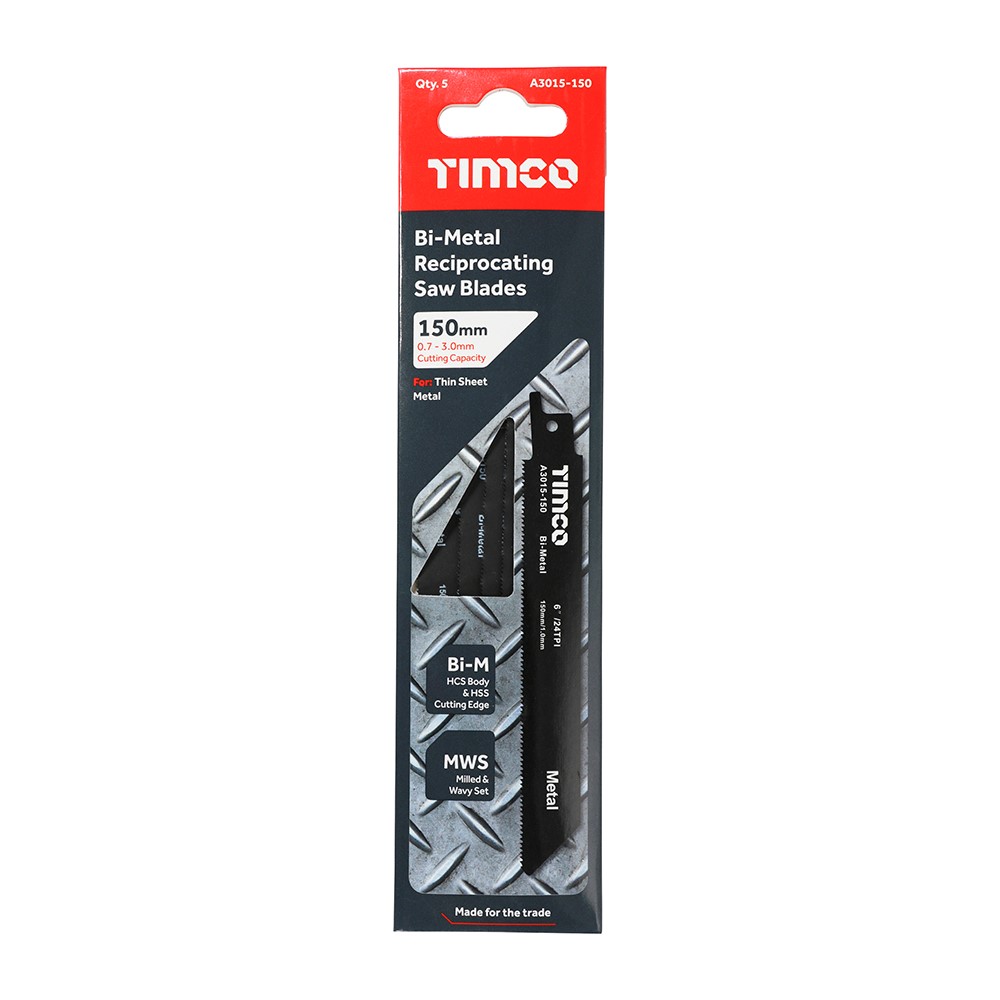 TIMCO Reciprocating Saw Blades - Metal Cutting - Bi-Metal S922AF (5 Pack)