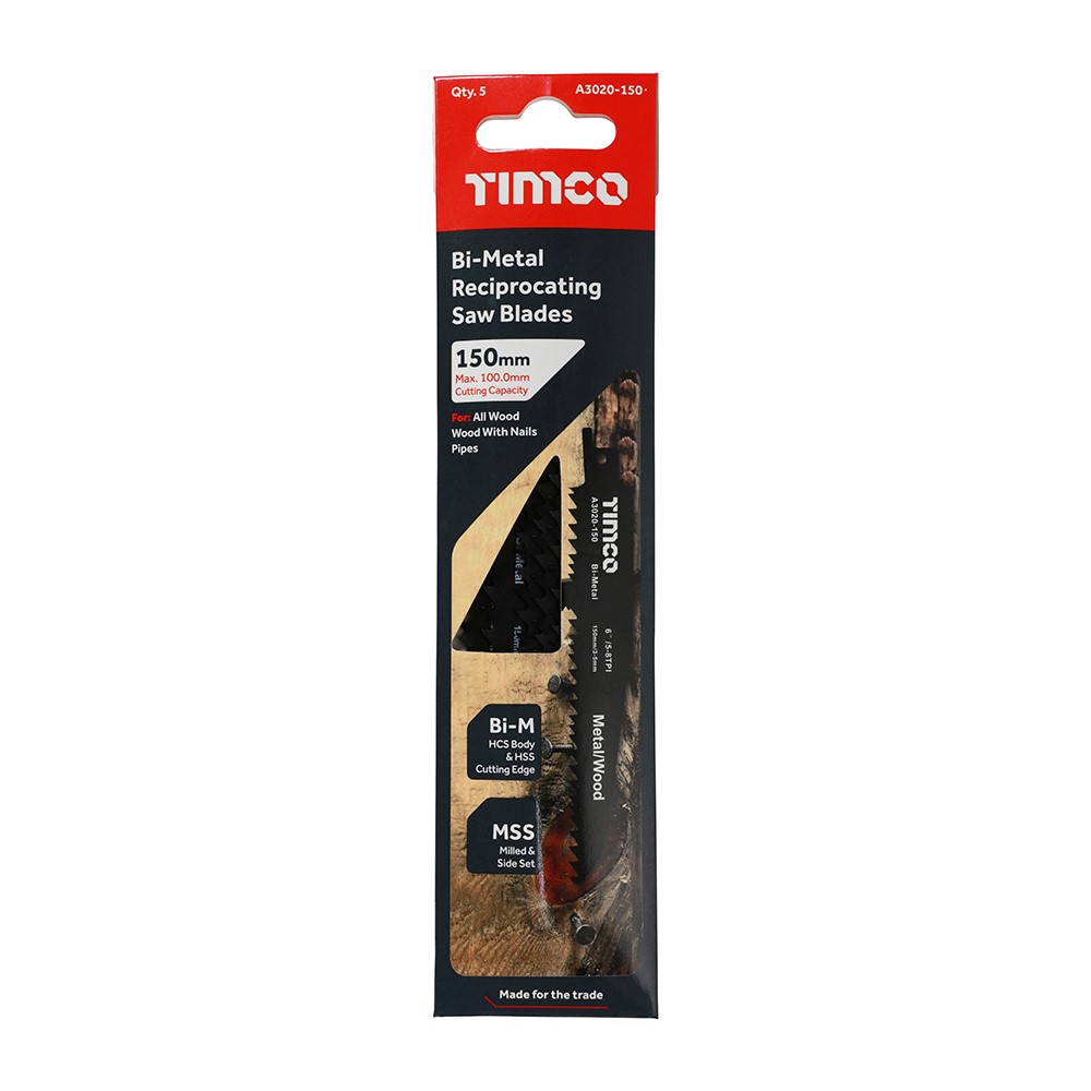 TIMCO Reciprocating Saw Blades - Wood with Nails Cutting - Bi-Metal S610VFmm (5 Pack)