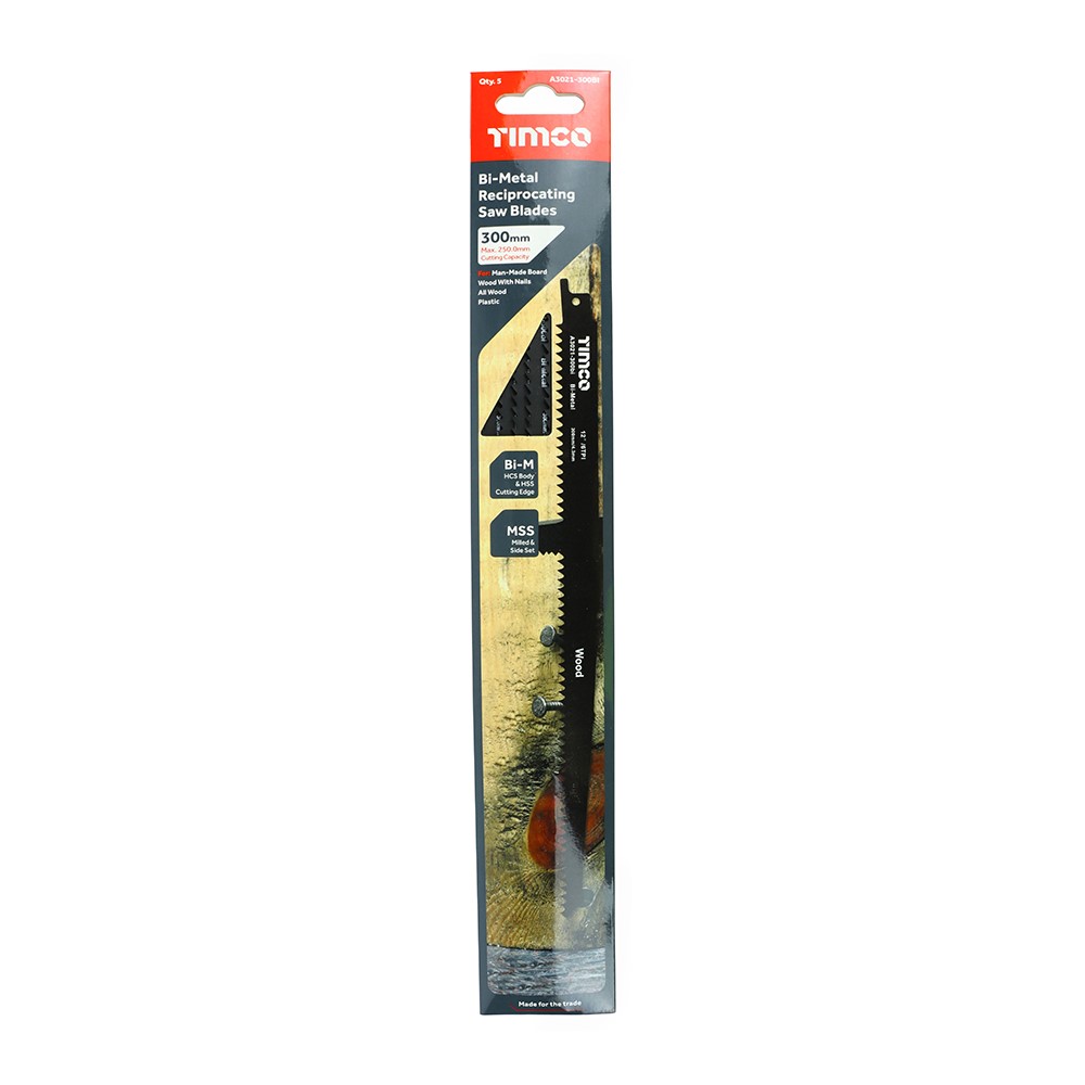 TIMCO Reciprocating Saw Blades - Wood Cutting - Bi-Metal S1411DF (5 Pack)