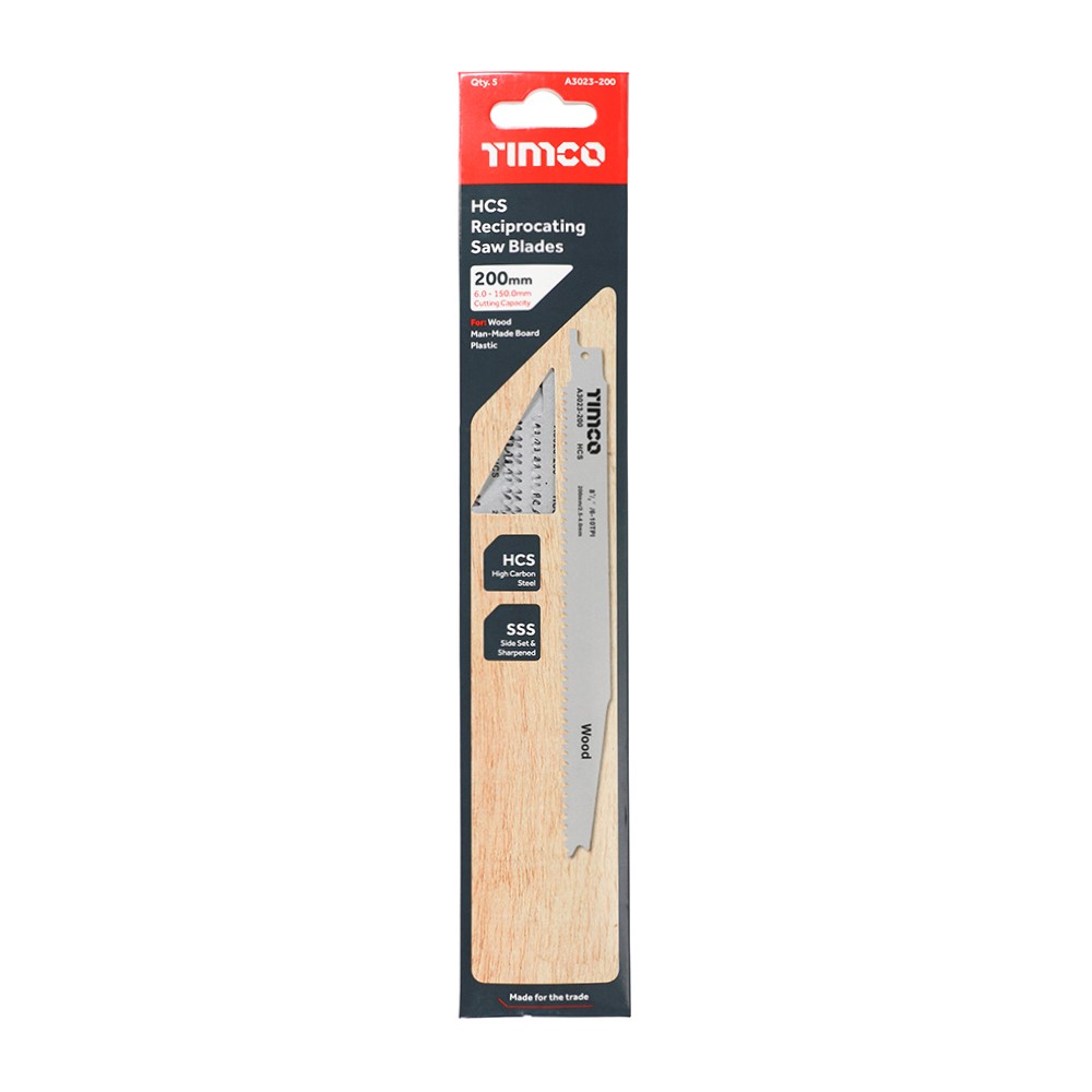 TIMCO Reciprocating Saw Blades - Wood Cutting - High Carbon Steel S2345X (5 Pack)