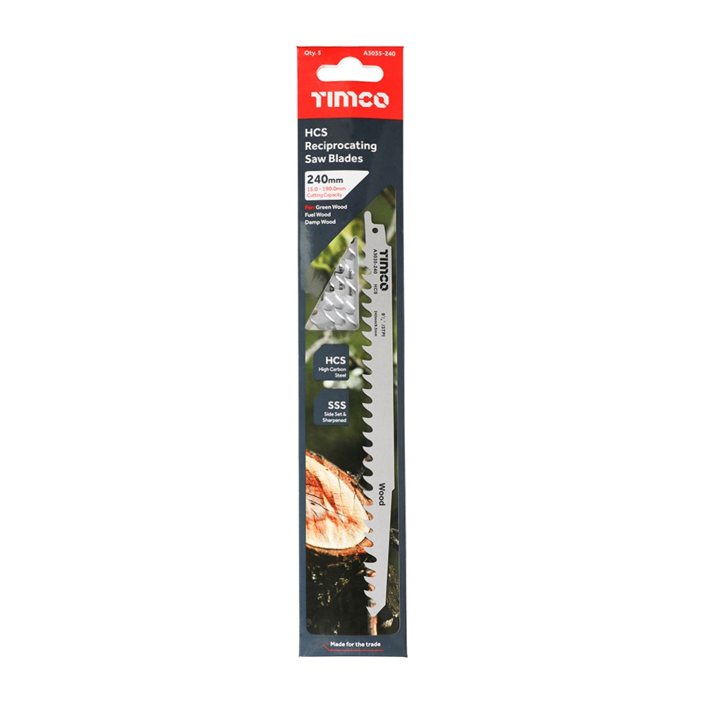 TIMCO Reciprocating Saw Blades - Wood Cutting - High Carbon Steel S1542K (5 Pack)