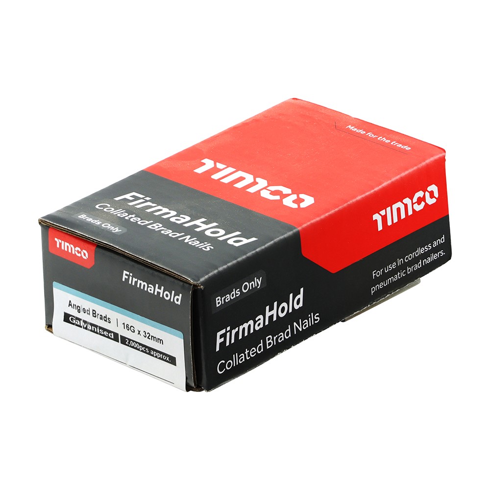 TIMCO FirmaHold Collated Brad Nails - 16 Gauge - Angled - Galvanised 16g x 32mm (2,000 Pack)