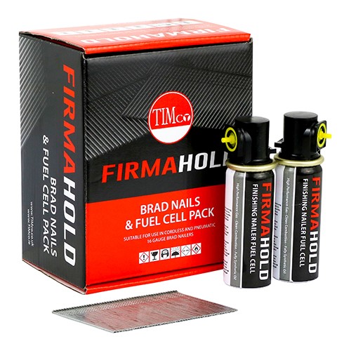 TIMCO FirmaHold Collated Brad Nails & Fuel Cells - 16 Gauge - Angled - Galvanised 16g x 32mm/2BFC (2,000 Pack)