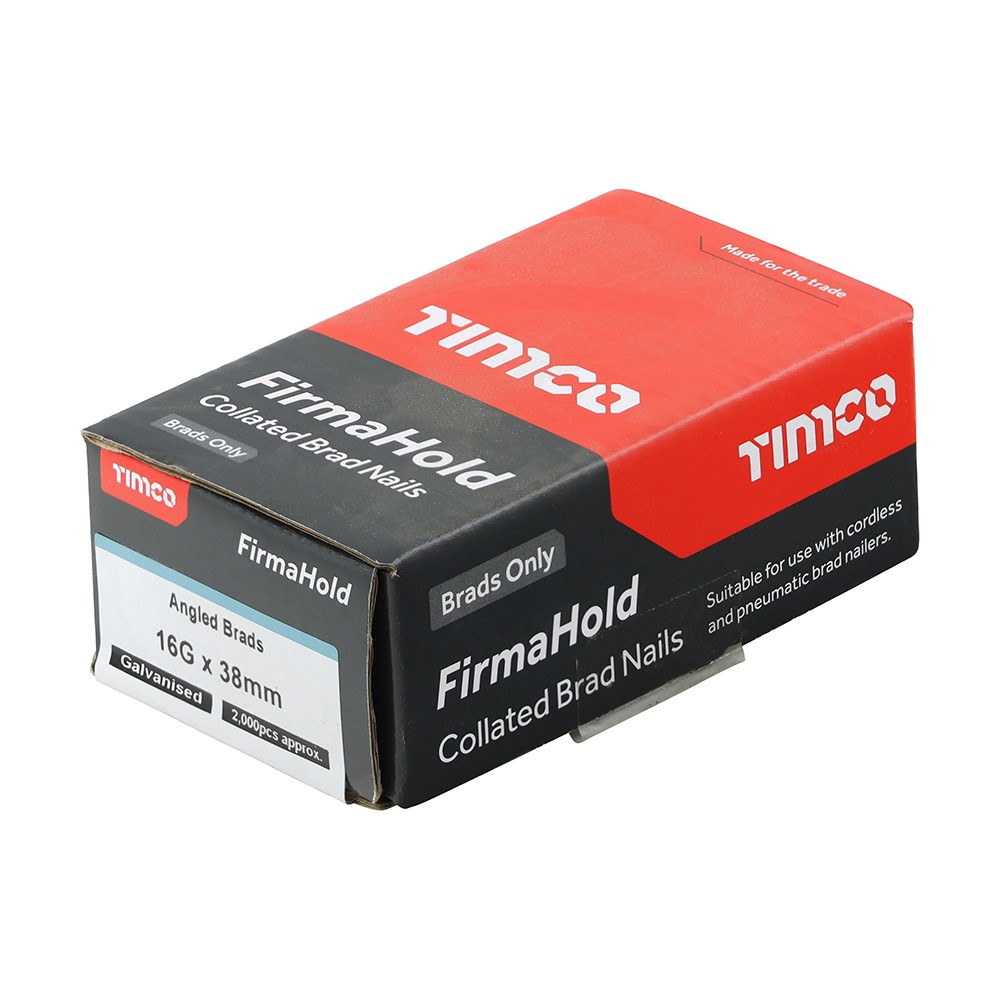 TIMCO FirmaHold Collated Brad Nails - 16 Gauge - Angled - Galvanised 16g x 38mm (2,000 Pack)