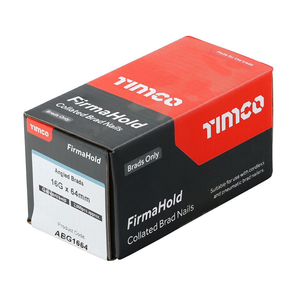 TIMCO FirmaHold Collated Brad Nails - 16 Gauge - Angled - Galvanised 16g x 64mm (2,000 Pack)