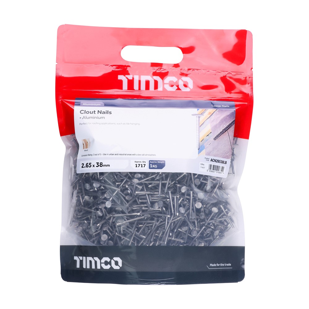 TIMCO Aluminium Clout Nails 2.65 x 38mm (1kg)