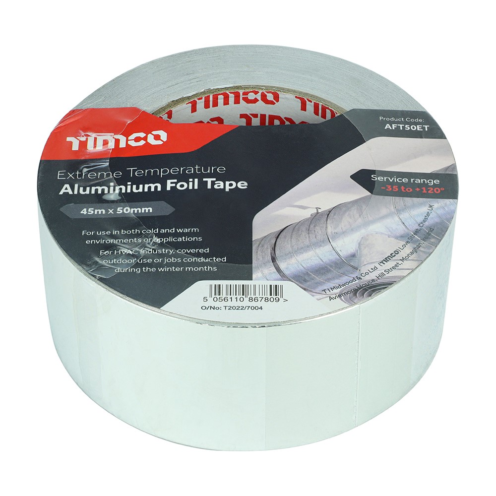 TIMCO Extreme Temperature Aluminium Foil Tape 45m x 50mm