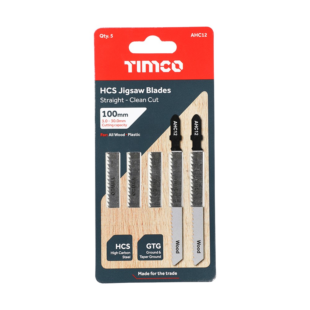 TIMCO Jigsaw Blades - Wood Cutting - HCS Blades T101B (5 Pack)