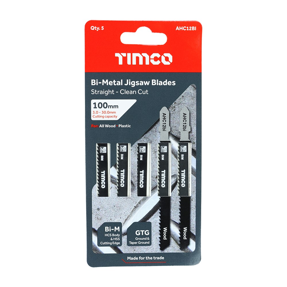 TIMCO Jigsaw Blades - Wood Cutting - Bi-Metal Blades T101BF (5 Pack)