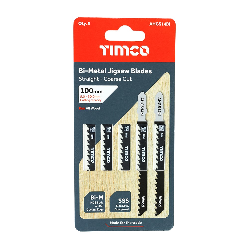 TIMCO Jigsaw Blades - Wood Cutting - Bi-Metal Blades T144DF (5 Pack)