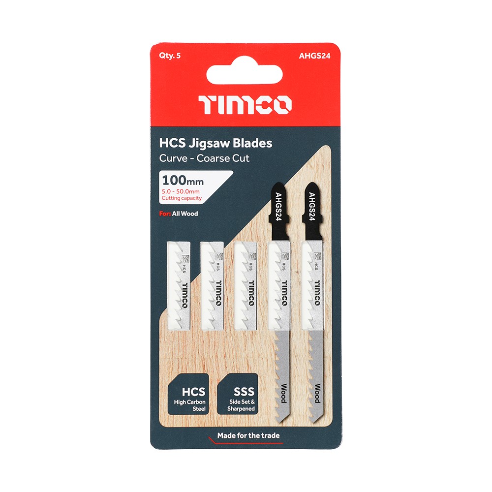 TIMCO Jigsaw Blades - Wood Cutting - HCS Blades T244D (5 Pack)