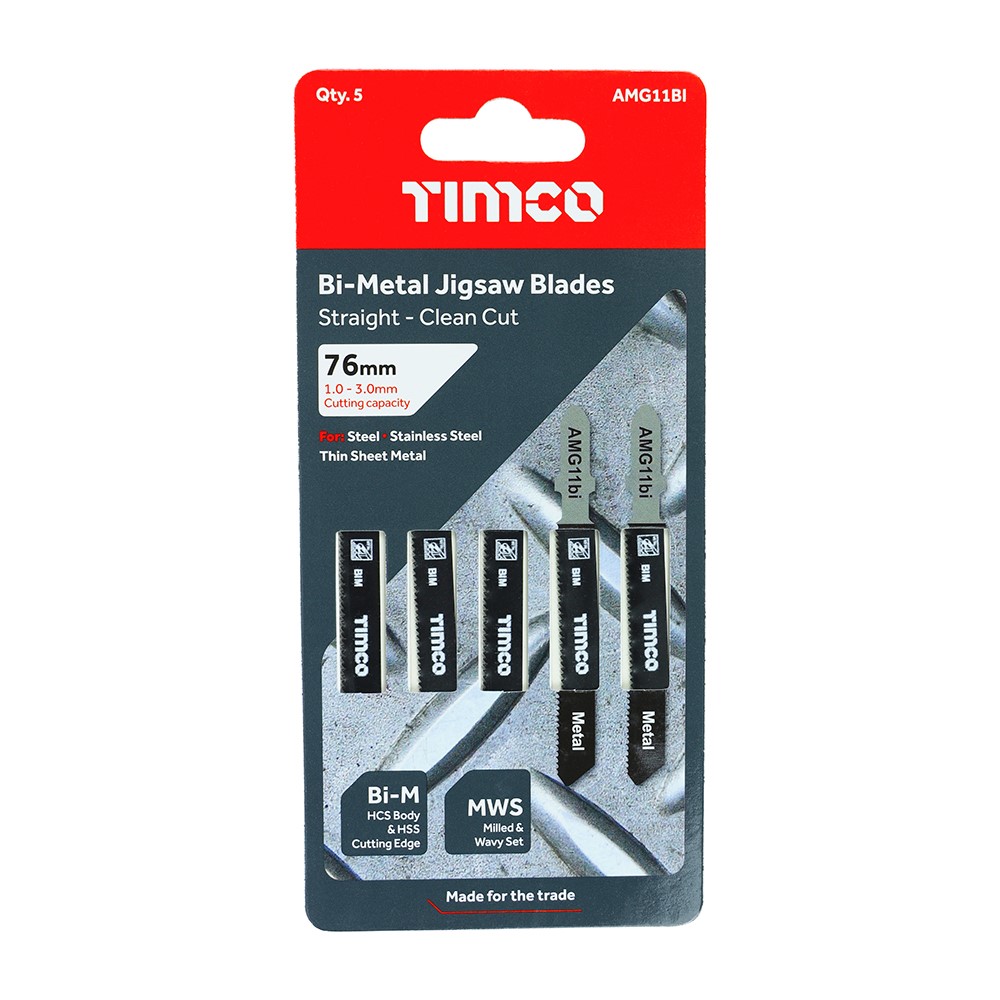 TIMCO Jigsaw Blades - Metal Cutting - Bi-Metal Blades T118AF (5 Pack)