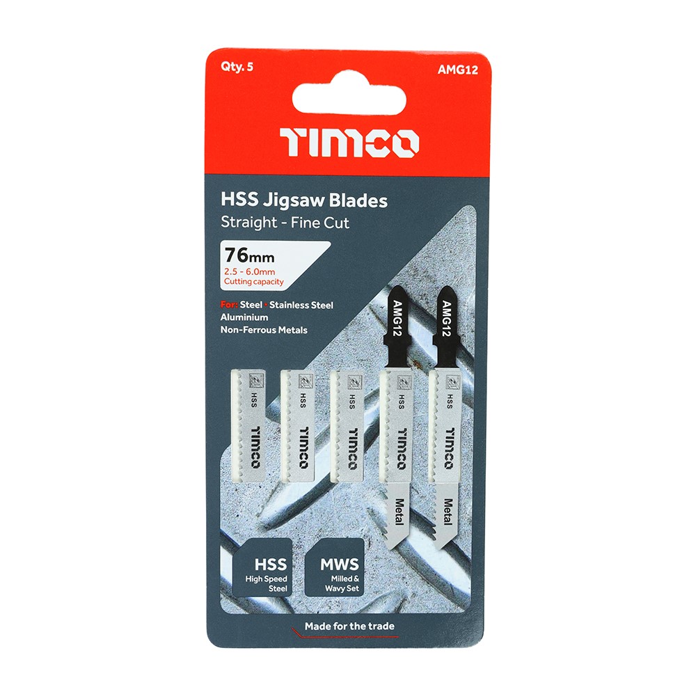 TIMCO Jigsaw Blades - Metal Cutting - HSS Blades T118B(5 Pack)