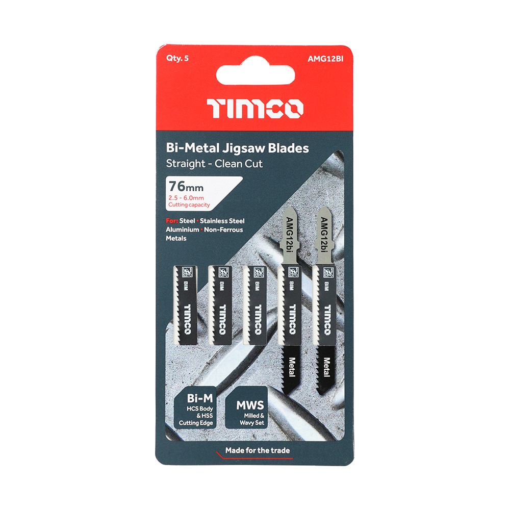 TIMCO Jigsaw Blades - Metal Cutting - Bi-Metal Blades T118BF (5 Pack)