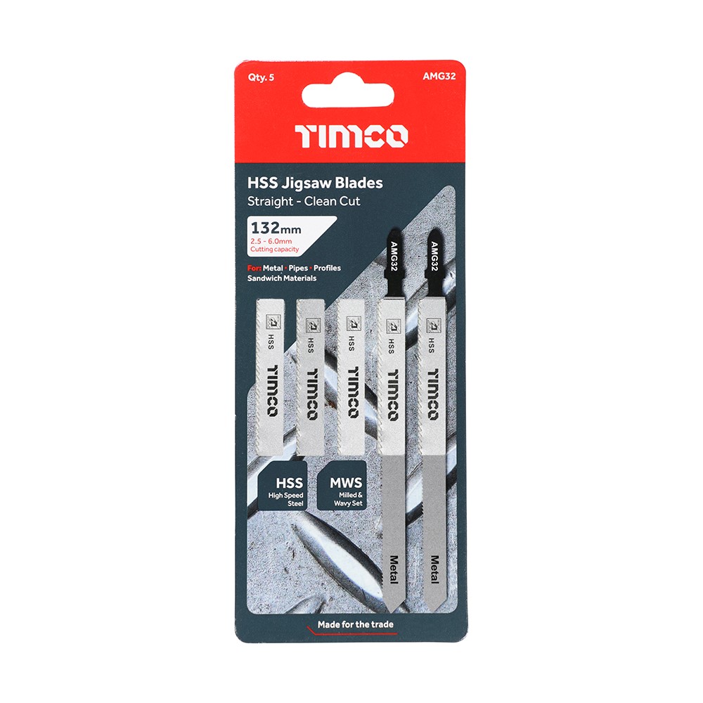 TIMCO Jigsaw Blades - Metal Cutting - HSS Blades T318B (5 Pack)