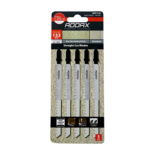 TIMCO Jigsaw Blades - Plasterboard & Cement Board Cutting - HCS Blades T341HM (5 Pack)