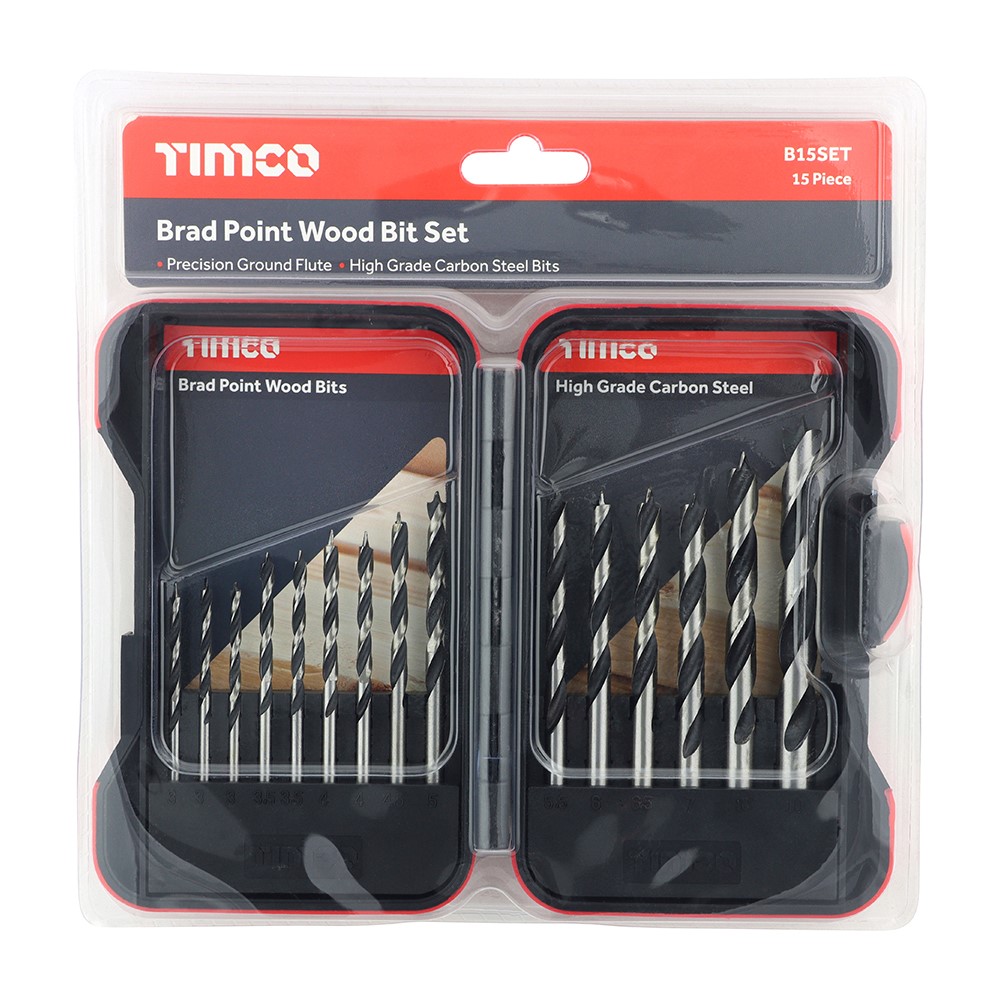 TIMCO Brad Point Wood Bit Set 15 Pack (15 Case)