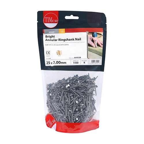 TIMCO Annular Ringshank Nails - Bright 25 x 2.00mm (1kg)