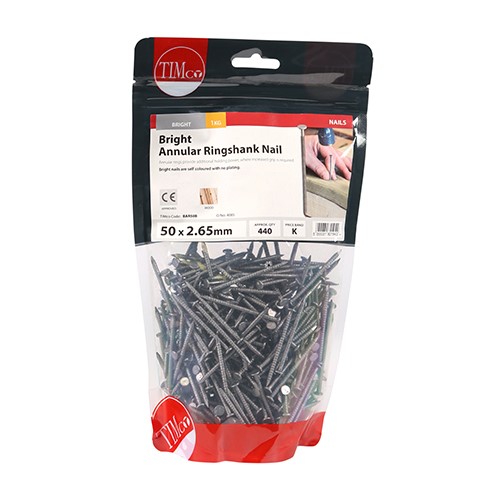 TIMCO Annular Ringshank Nails - Bright 50 x 2.65mm (1kg)