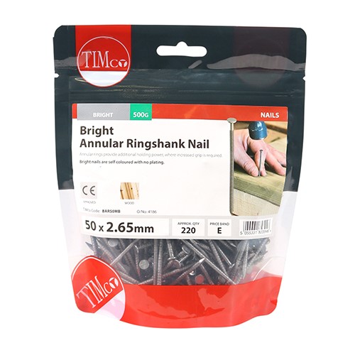 TIMCO Annular Ringshank Nails - Bright 50 x 2.65mm (0.5kg)