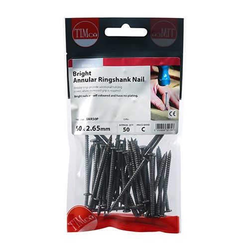 TIMCO Annular Ringshank Nails - Bright 50 x 2.65mm (50)