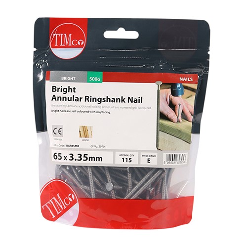 TIMCO Annular Ringshank Nails - Bright 65 x 3.35mm (0.5kg)