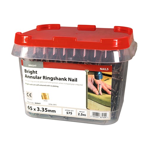 TIMCO Annular Ringshank Nails - Bright 65 x 3.35mm (2.5kg TIMtub)