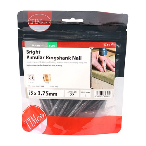TIMCO Annular Ringshank Nails - Bright 75 x 3.75mm (0.5kg)