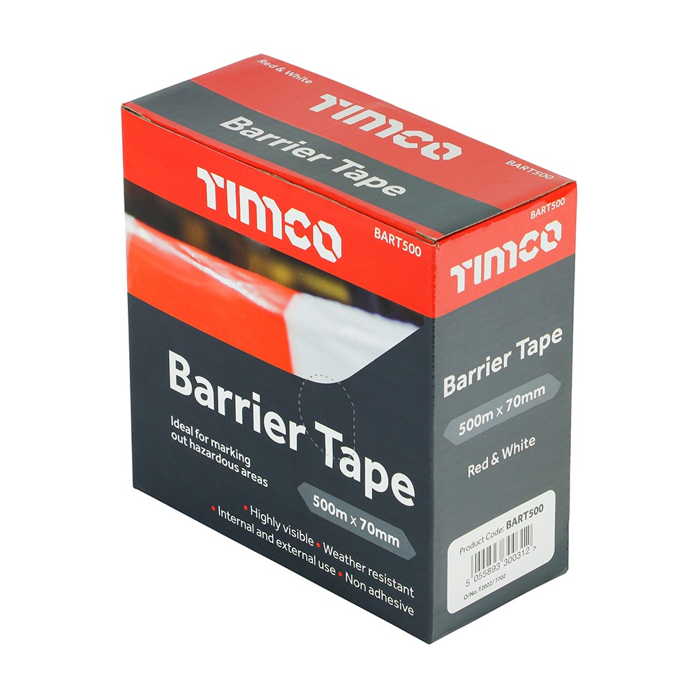 TIMCO Barrier Tape - Red & White 500m x 70mm