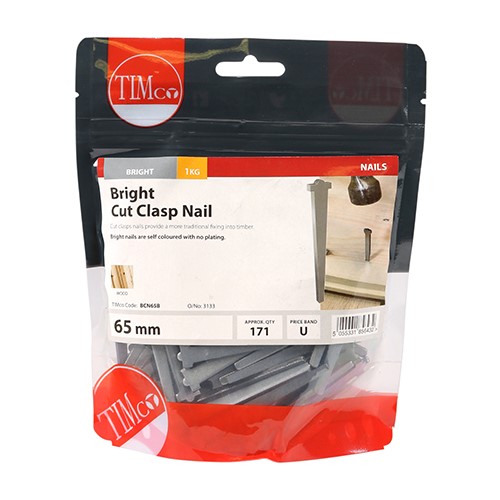 TIMCO Cut Clasp Nails - Bright 65mm (1kg)