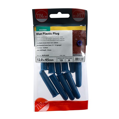 TIMCO Plastic Plugs - Blue 48mm (Pack of 10)