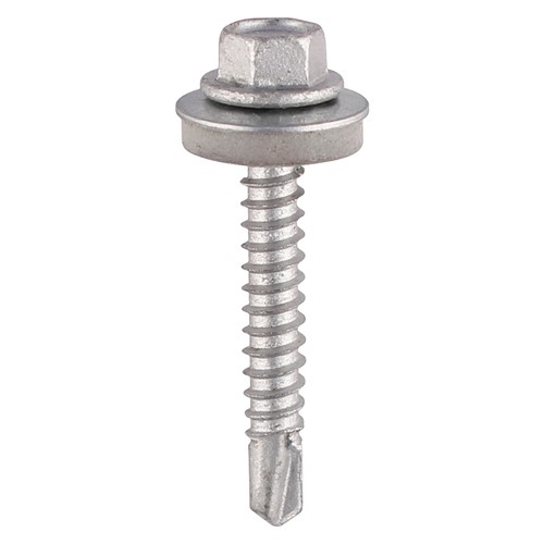 TIMCO Metal Construction Light Section Screws - Hex - EPDM Washer - Self-Drilling - Exterior - Silver Organic 5.5 x 38mm (100 Pack)