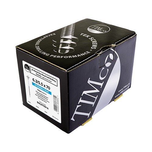 TIMCO Metal Construction Composite Panel Screws - Hex - EPDM Washer - Self-Drilling - Bi-Metal - Exterior - Silver Organic 5.5/6.3 x 100mm (100 Pack)